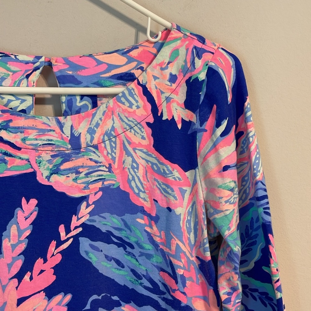 Lilly Pulitzer floral tropical three-quarter sleeve 100% cotton dress size S - Picture 2 of 8